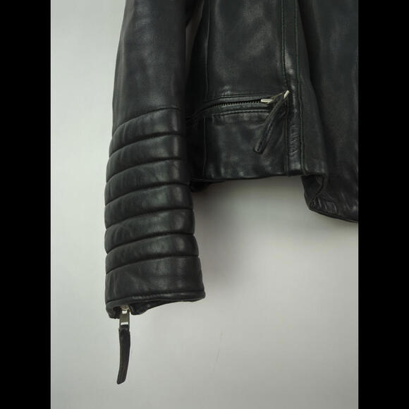 [SOLD] ALLSAINTS Women's Sz 4 S STEINE Black Leather Motorcycle Rider Zip Jacket - Picture 8 of 14